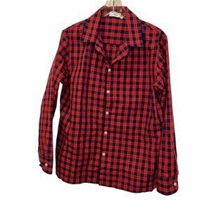 sleepy jones red blue NEW classic plaid pajamas top S
